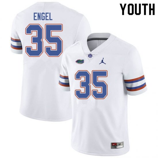 Youth Florida Gators #35 Kyle Engel NCAA Jordan Brand White Authentic Stitched College Football Jersey IYS4262KU